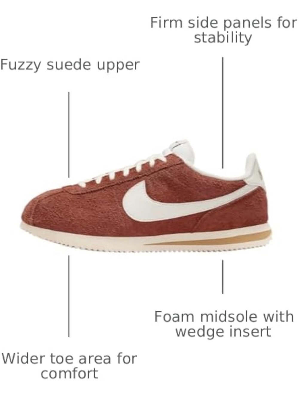Nike Cortez SE Suede Dark Russet Men's 8 - Picture 3 of 14